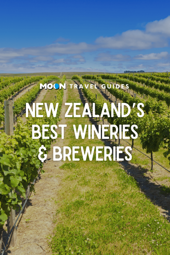 Image of field of grapevines with text New Zealand's Best Wineries & Breweries