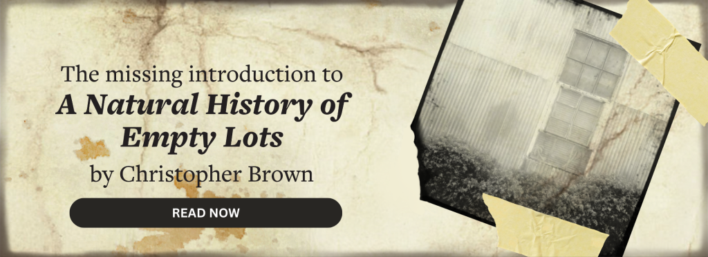 The Missing Introduction to A Natural History of Empty Lots by Christopher Brown. Read Now