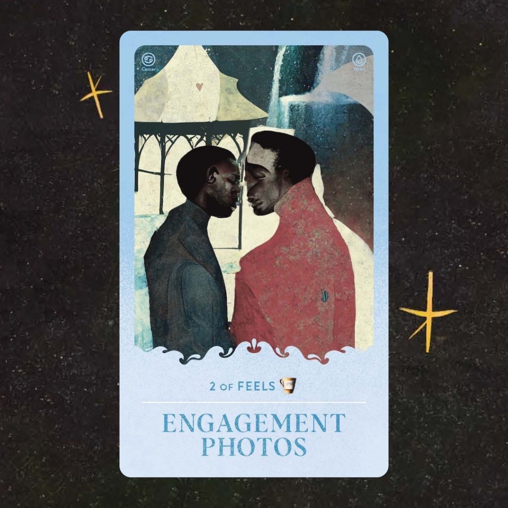 The Engagement Photos card from “Millennial Tarot”