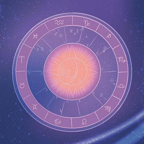 Illustration of a birth chart wheel, from "Melanin Magic"