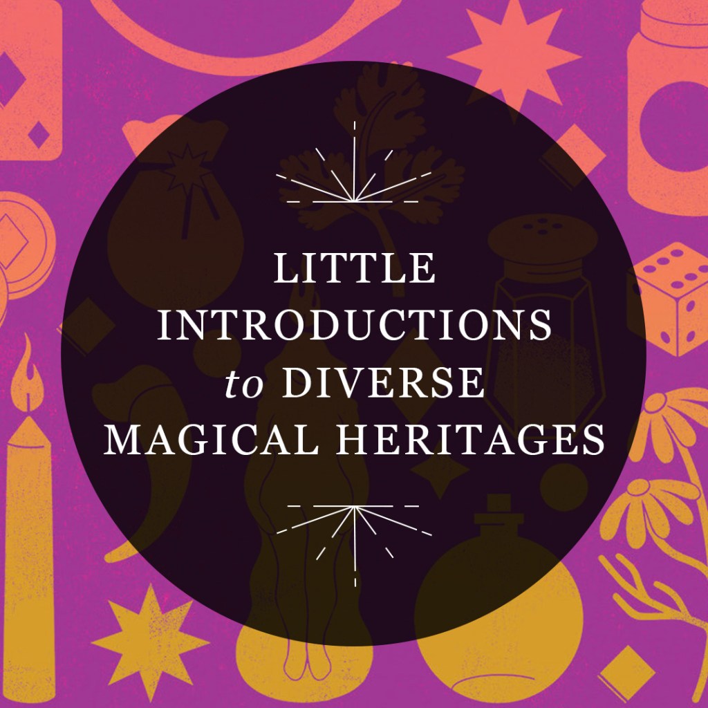 Graphic reading “Little Introductions to Diverse Magical Heritages” in a semi-transparent black circle over illustrations of magical supplies