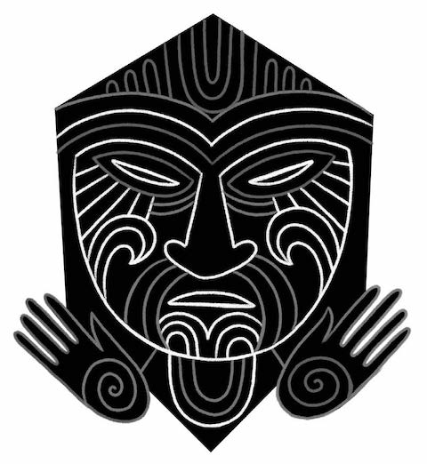 Black and white illustration of Tāne